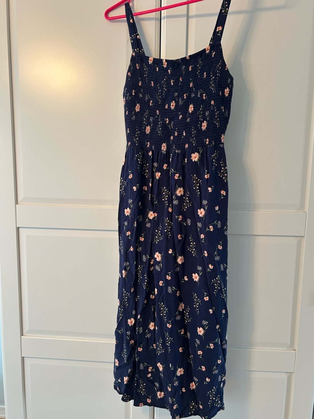 Old Navy Navy Dress with Pink Floral Print